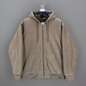 RedHead Brand Co Men's XL Full Zip Fleece Hoodie Sherpa Lined Plaid Jacket Tan